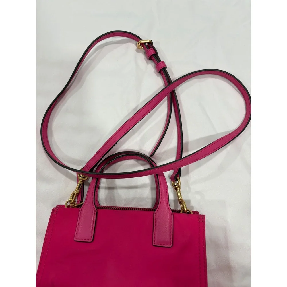 Tory Burch Ella Mini Nylon Tote Bright Pink Hot Small Crossbody Zip Top